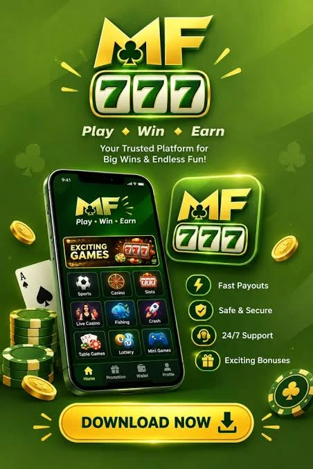 MF777 Game slot reels spinning on a mobile screen