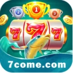 7Come game logo on a smartphone screen against a festive background, with colorful slot reels and playing cards floating around, representing the trending Pakistani real-money gaming app.