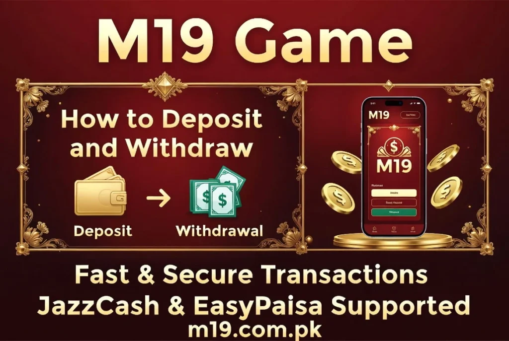Quick deposit and withdrawal options on M19 Game for Pakistan.