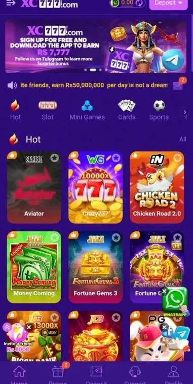 Variety of card and prediction games available inside the XC777 Game platform for mobile users.